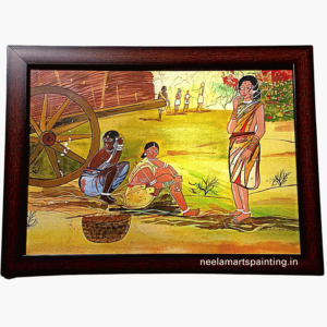 Village Scene Women with Cart Painting