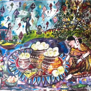 Makar Sankranti Painting without Frame